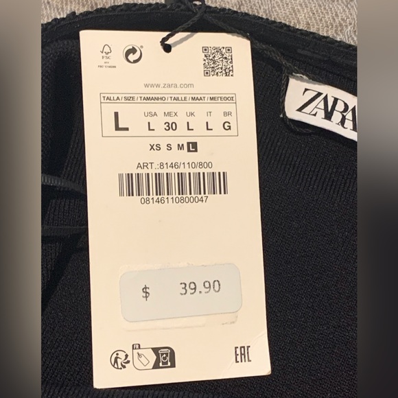 NWT Zara Black Fringe Stretch Mini Skirt Women’s Size Large Y2K Boho Glam Gatsby - Picture 7 of 9